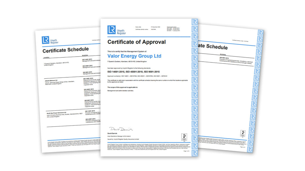 Lloyd's Register Certificate of Approval form to Valor