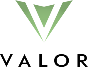 Valor Zero Net Carbon Green and black logo of Valor in transparent background