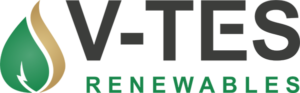 V-TES renewables black and green logo in transparent background